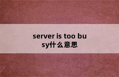server is too busy什么意思